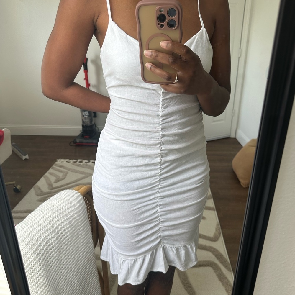 Zara Cream Ruched Dress